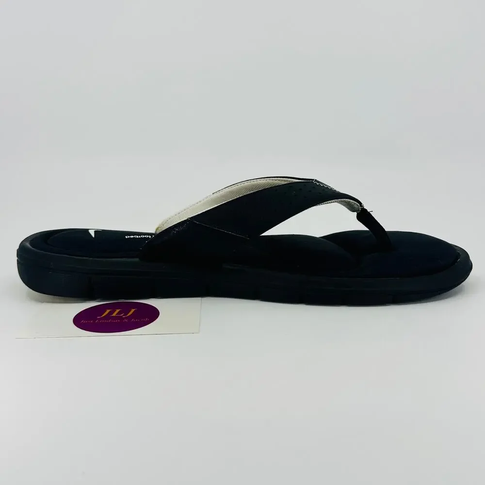 Nike Women's Comfort Thong Flip Flop Sandals Black/White 354925-011 Size 9